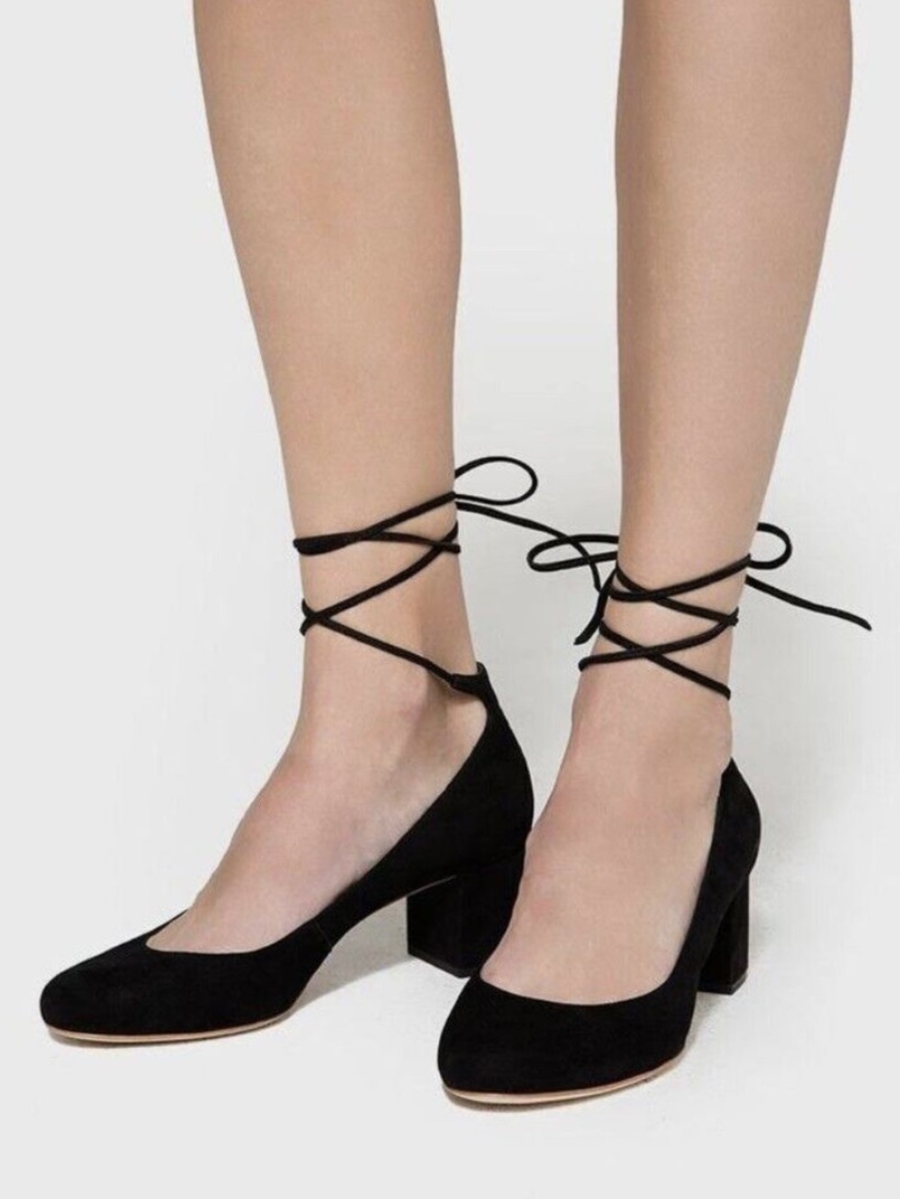Loeffler Randall Clara Black Suede Lace-Up Ballet Flats